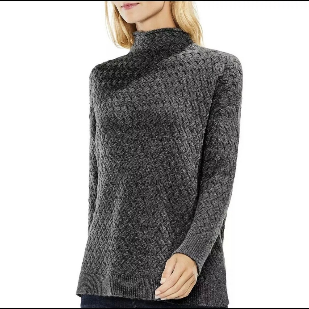 Vince Camuto Funnel neck Gray Textured Sweater XL
